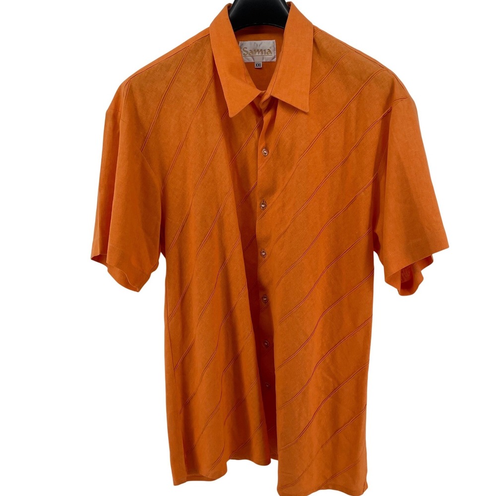 Samia Textured Camp Shirt Mens XXL Orange Short Sleeve Button Up‎ Vacay